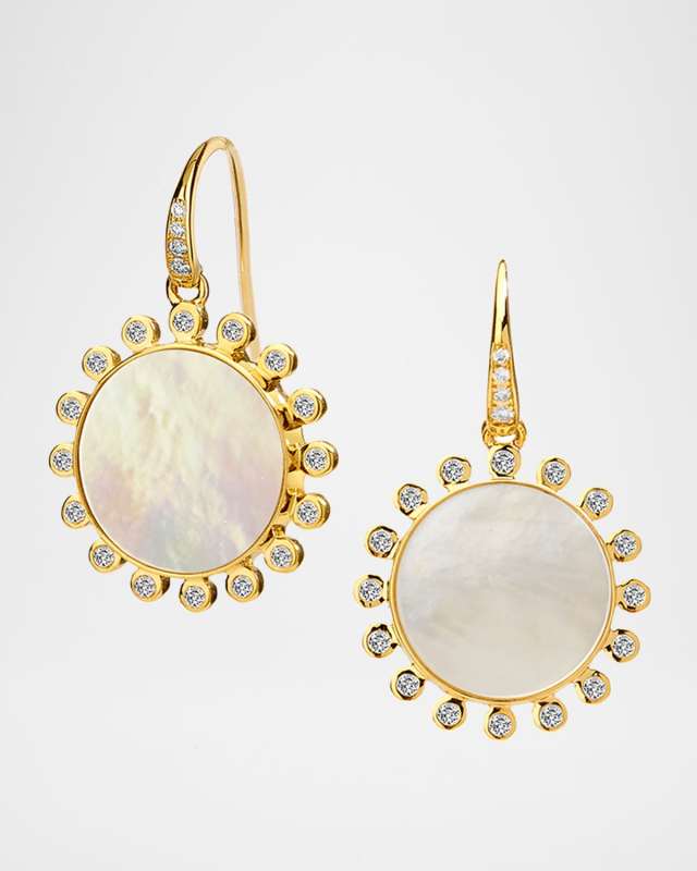 18k Mother-of-Pearl and Diamond Sun Drop Earrings